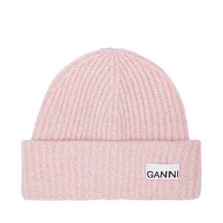 GANNI Beanie Structured Rib Mössor & hattar Dam Rosa ONESIZE