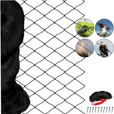 Lintuverkko - 7,5 m x 15 m - Siipikarjan lintuverkko - Musta