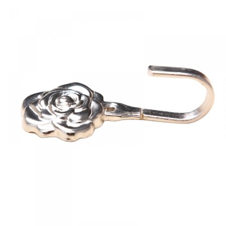 4 st gardinkrokar med rosmönster (silver)