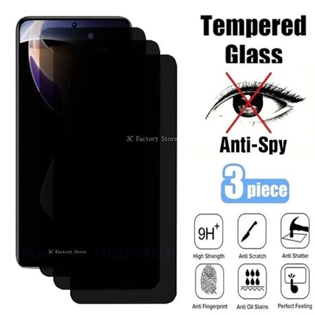 Personvernskjermbeskytter for Xiaomi Redmi Note 9 Anti-spion herdet glass