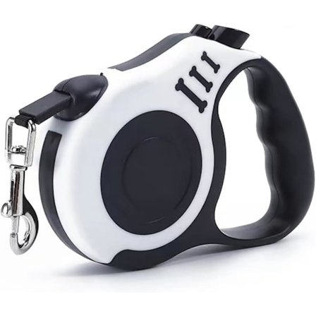 Rulleline til hund, 5 m udtrækkelig hundesnor med skridsikkert håndtag til små hunde, stærk hundesnor af nylonbånd, blå