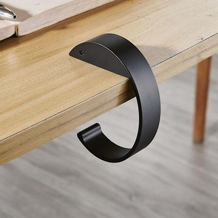 2 kpl Kannettava Ripustuslaukku Koukku Käsilaukku Pidike Monitoiminen Pöytäkoukku Musta black c-shaped