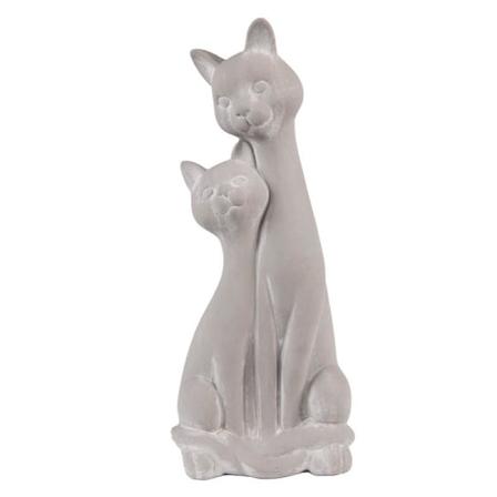 Dekoration Djur Katt 32 Cm Grå Beige Keramik Grädde