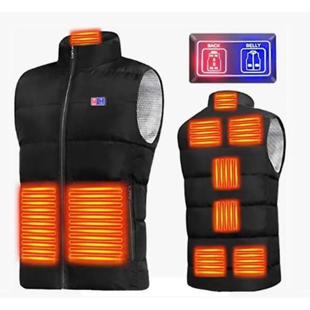 Oppvarmet vest, Unisex oppvarmede klær for menn kvinner, lett black XL