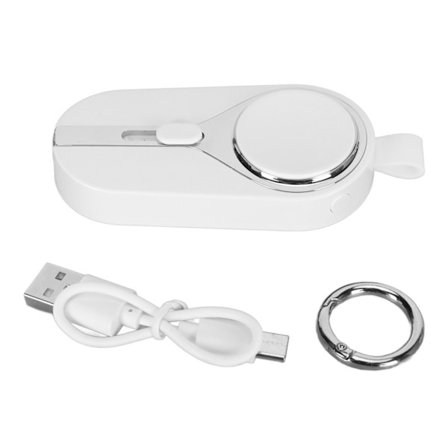 Mini Portabel 2000mAh 2 i 1 Nyckelring Powerbank för IOS Klocka Telefon Vit
