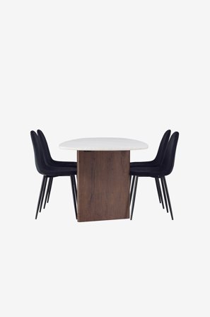 Venture Home - Spisegruppe Grönvik med 4 stk stoler Polar - Hvit - Spisegruppe 4 personer - Fra Homeroom