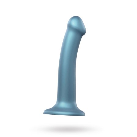 Mono Density Dildo Metallic Shine Blue - 18 cm - Vuxen.se - Handsfree dildo med sugpropp