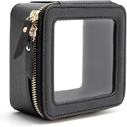 Mini Klar Makeup Taske - Lille Rejse Toiletartikler Organizer, TSA-Godkendt Kosmetikpung med Lynlås til Kvinder & Mænd (Sort, Aveniee)