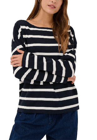 Saint Tropez NilieSZ St. Boatneck Pullover Stickat Dam Svart XS