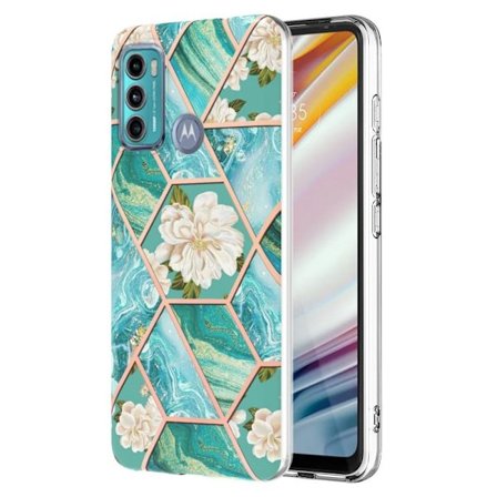Marble Motorola Moto G40 Fusion / Moto G60 Suojakotelo - Blue Flowers