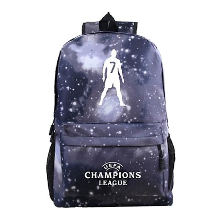 Ronaldo mønster rygsæk campus studenter skoletaske udendørs kuffert sort