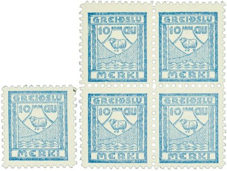 Island - tax frimærke + 4-blok