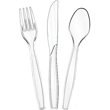 Läpinäkyvät muoviset kertakäyttöaterimet Kertakäyttöaterimet (hienolla välähdyksellä)