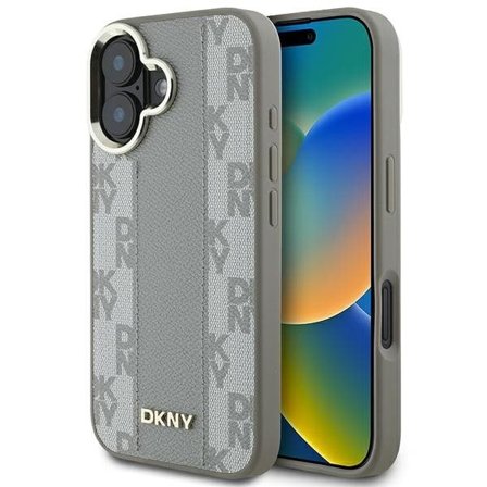 DKNY Magsafe iPhone 16-etui med rutete mønster - Beige
