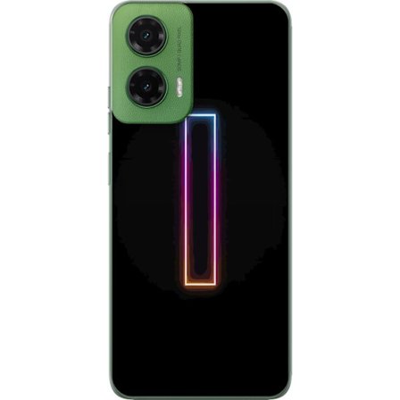 Kompatibel Mobilcover til Motorola Motorola Moto G35 Minimalistisk neonbogstav I i regnbuefarver mod mørk baggrund