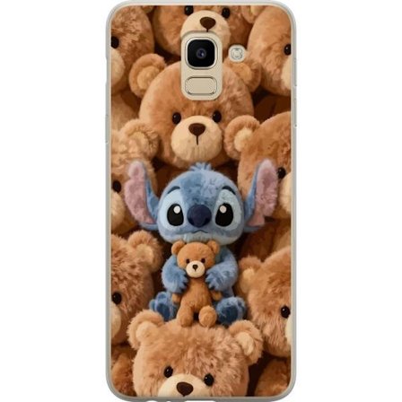 Kompatibelt Mobildeksel til Samsung Galaxy J6 Stitch omgitt av brune teddybjørner med en liten teddybjørn i fanget i en søt og koselig kawaii-design