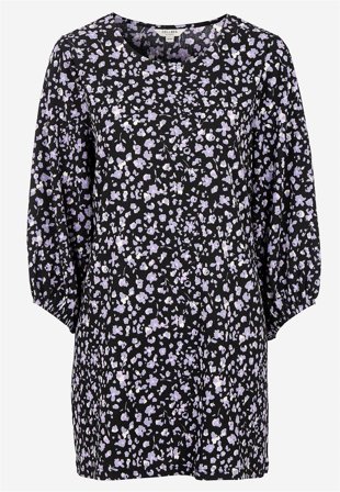 Cellbes of Sweden - Jerseytunika med struktur i svart / lilla / mønstret for damer i størrelse 46/48