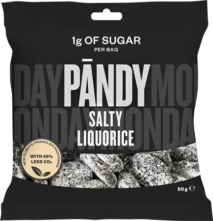 Pandy Salty Liquorice Sukkerfri 50 g, Helse & Madvarer, Snacks, Lakrids & Vingummi