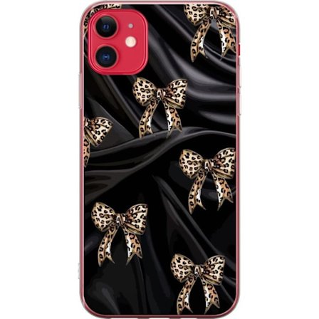 Kompatibel Mobilcover til Apple iPhone 11 Leopardmønstrede bånd på sort silkebaggrund, luksuriøst mønster med glamour, eksklusiv stil og trendy design
