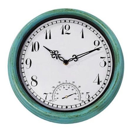 Utendørs Vanntett Veggklokke Med Termometer Vintage Rund Hageinnredningsklokke