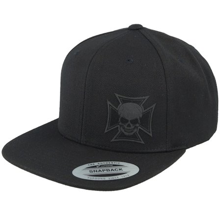 Born To Ride - Schwarz snapback Cap - Maltese Cross Skull Black Patch Black Snapback @ Hatstore