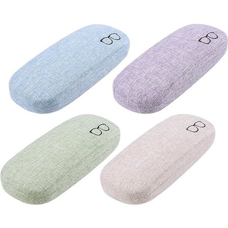 Pcs Hard Glasses Case, Portable Linen Canvas Hard Glasses Case Pr