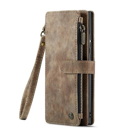 (För iPhone 12mini) Retro läderplånboksfodral med 5 kortfack, ställning och handledsgrepp