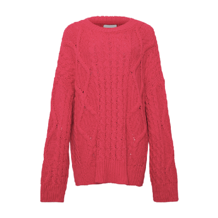 Tiffany Carla, O-neck Oversized Knit - Shocking Pink Tröjor Dam Rosa S/M