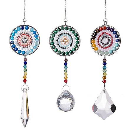 Chakra Krystall Solfanger Runde Krystaller Perleanheng Hengende Prisme Dråpe Solfanger for Vinduer Hjem Hagedekor