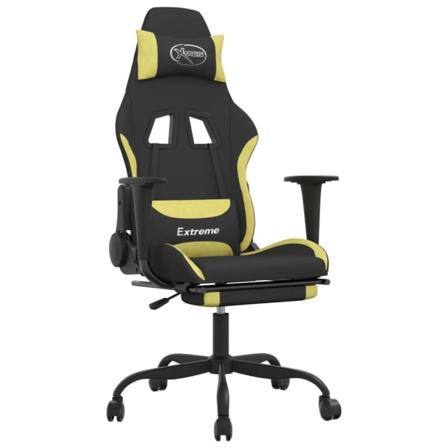 Vidaxl Gamingstol Med Fotstöd Och Massage Svart Och Ljusgrön Tyg Grön
