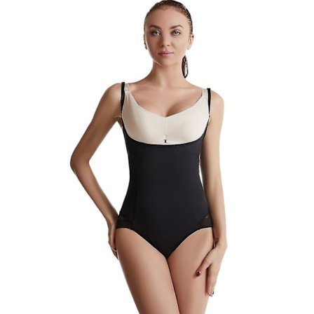 Body Kvinnor Shapewear Kroppsformare Med Cup Kompression Kroppar Magslida Waist trainer Reduktiv Slimming Underkläder, svart