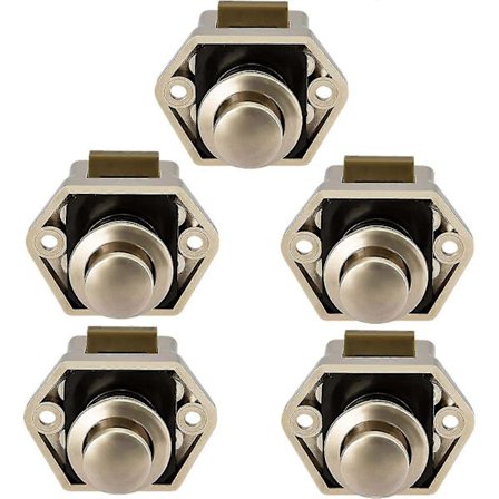 Tryckknappslås för husbil - Låsspärr Knoppstängning Dörrskåp För Husbil Motor Husvagn 5 Delar (nickel) [DB]