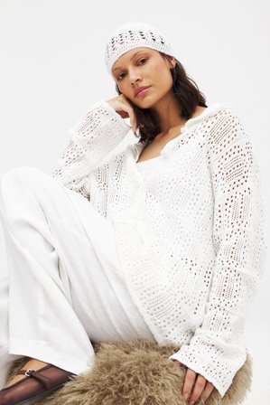 NA-KD Chemise en maille crochetée - Hauts d'été - Blanc - S