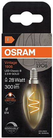 OSRAM Led Dekorasjonspære E14 B28 300lm Gold Dimbar Varmere Lys