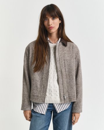 GANT Damen Wolljacke mit Kontrastkragen (S) Braun