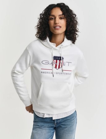 GANT Archive Shield Hoodie - White - L