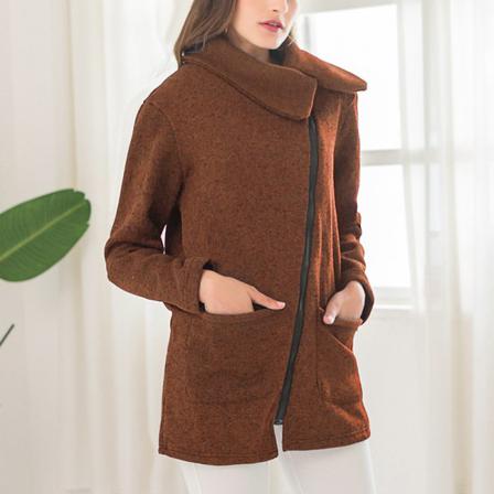 Dam Långärmad Jacka Lapel Neck Full Zip Cardigan Overcoats