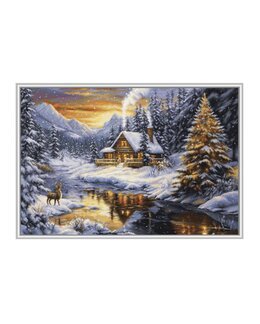 Stickpackung Bild Winterabend in den Bergen