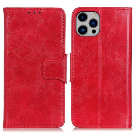 Iphone 14 Plus Split Leather Viewing Stand Fodral - Rött Red