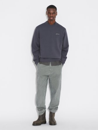 Holzweiler - Embroidery Crewneck Sweatshirt - Dk. Grey - Mens - Extra Large