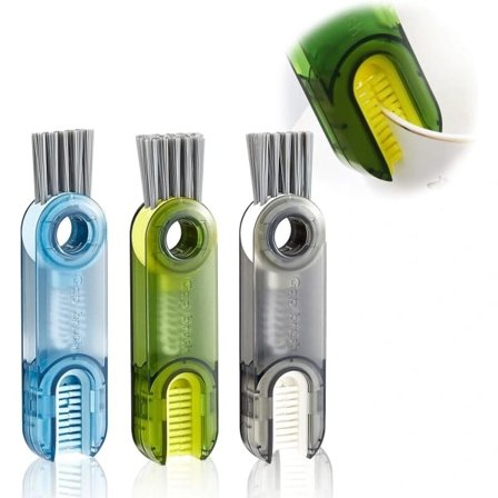 3-i-1 Rengøringsbørste til Kruslåg, Multifunktionel Rengøringsbørste til Vandflaskelåg, Rengøringsværktøj til Hjemmekøkkenet, Tre Farver