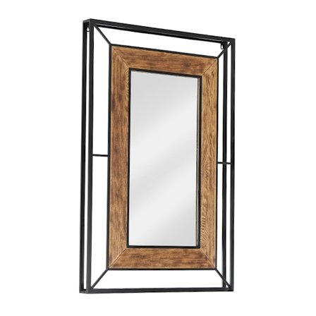 Sort spejl i træ og metal, 80x120 cm