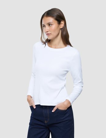 Shaping New Tomorrow - Dame - Long Sleeve Rib T-shirt - White - Størrelse XL