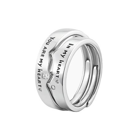 Hjärtformad parring i 925 sterling silver för män och kvinnor, unik design, trendig och enkel present