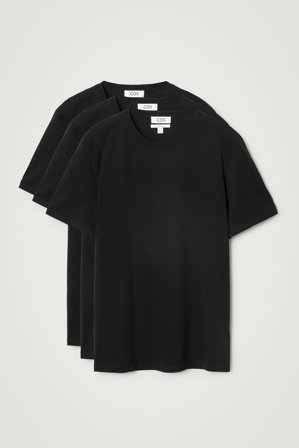 COS Homme Lot De Trois T-Shirts Regular En Coton in Noir