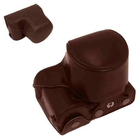 Sony ZV-E10 läderfodral med axelrem - Kaffe