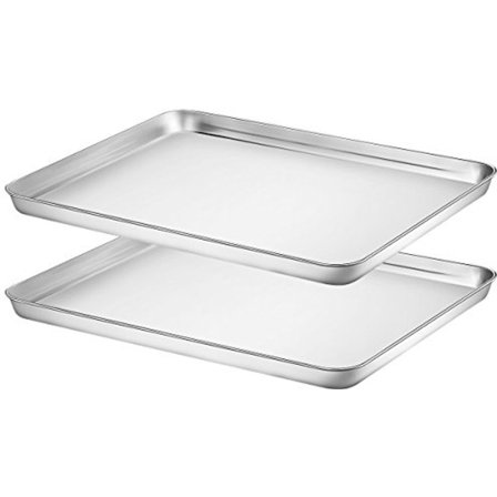 Bakplåtar Set om 3 - Hälsosamma bakplåtar i rostfritt stål för brödrostugn