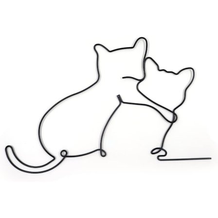 Metalliseinäkoriste, rautaseinäkoriste, minimalistinen metalliseinätaide, metallikissalanka seinäkoriste fo