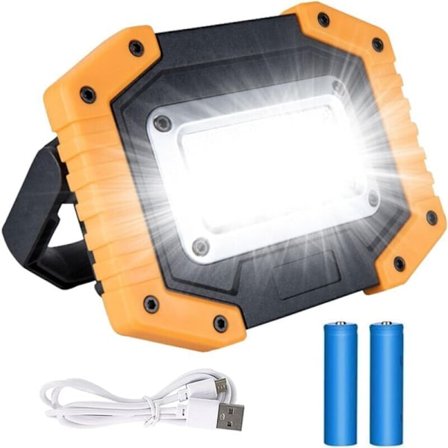 Genopladelig LED-projektør 30W 2000LM Byggeplads-projektør Arbejdslys 3 tilstande Bærbar lanterne USB LED-projektør til camping, byggeri