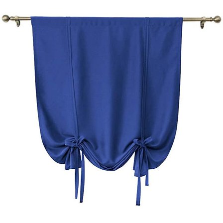 2 st korta mörkläggningsgardiner, enfärgade romerska gardiner för att knyta små fönster - mörkblå